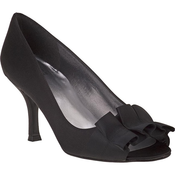 Stuart Weitzman Shoes - Stuart Weitzman black satin peep toe heels 7.5